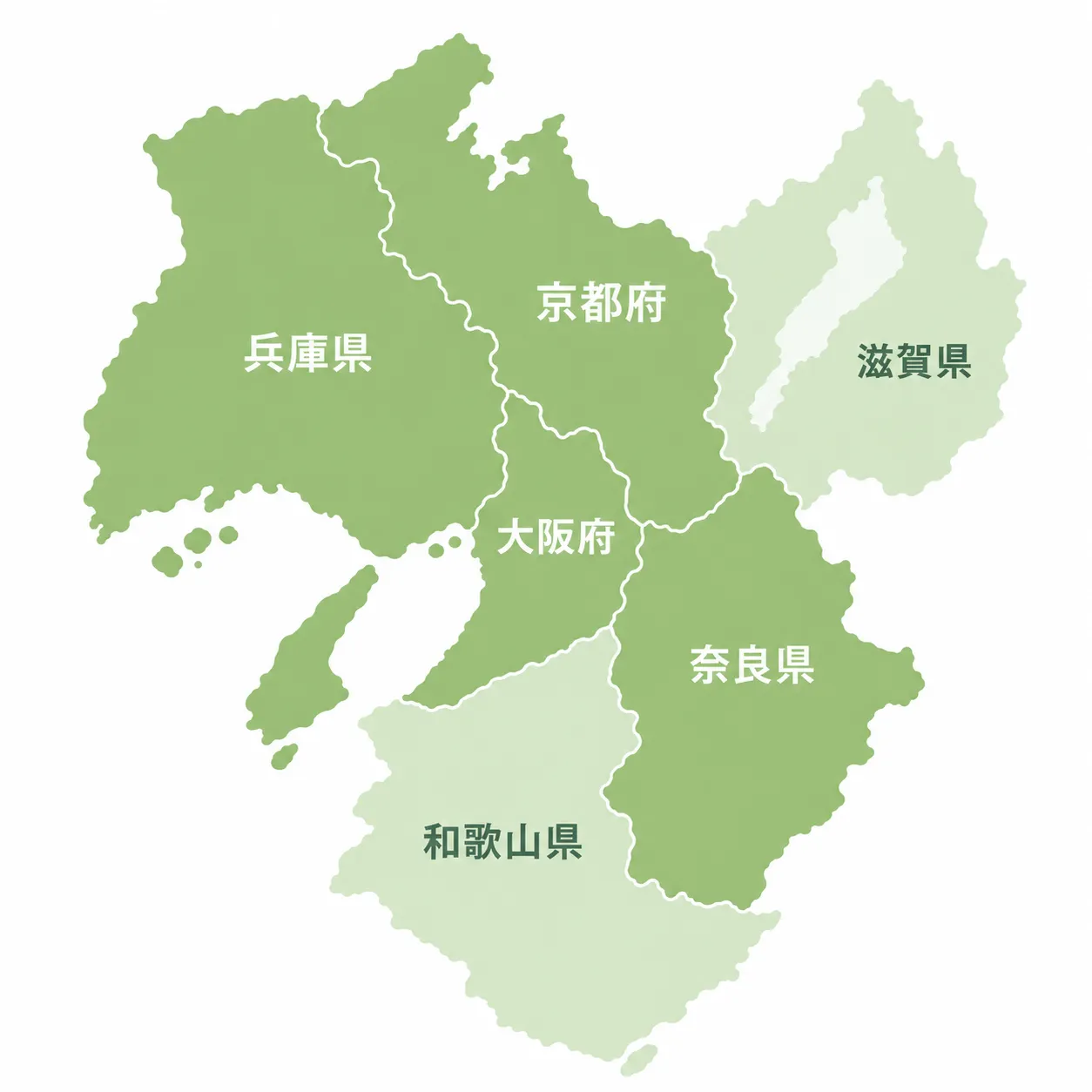 対応エリア地図（大阪・京都・奈良・兵庫）